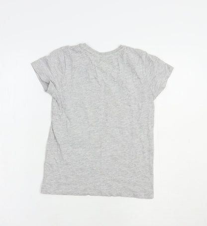 Matalan Boys Grey  Cotton Pullover T-Shirt Size 7 Years Crew Neck Pullover - Football
