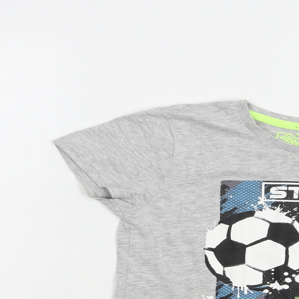 Matalan Boys Grey  Cotton Pullover T-Shirt Size 7 Years Crew Neck Pullover - Football