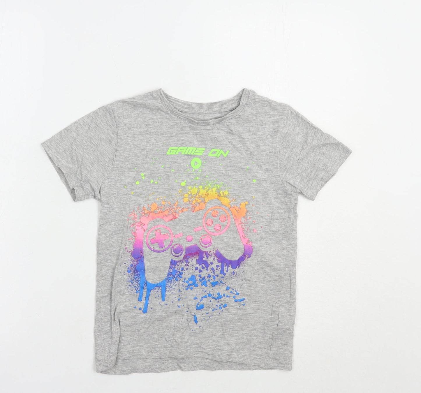 NEXT Boys Grey  Cotton Pullover T-Shirt Size 6 Years Crew Neck Pullover - Game On