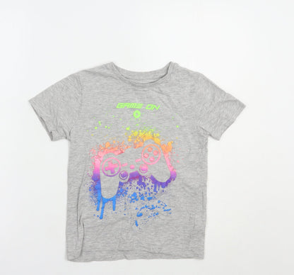 NEXT Boys Grey  Cotton Pullover T-Shirt Size 6 Years Crew Neck Pullover - Game On