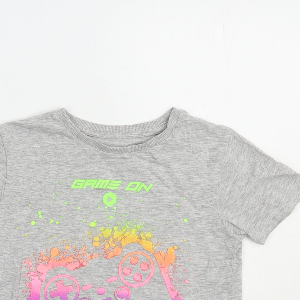 NEXT Boys Grey  Cotton Pullover T-Shirt Size 6 Years Crew Neck Pullover - Game On