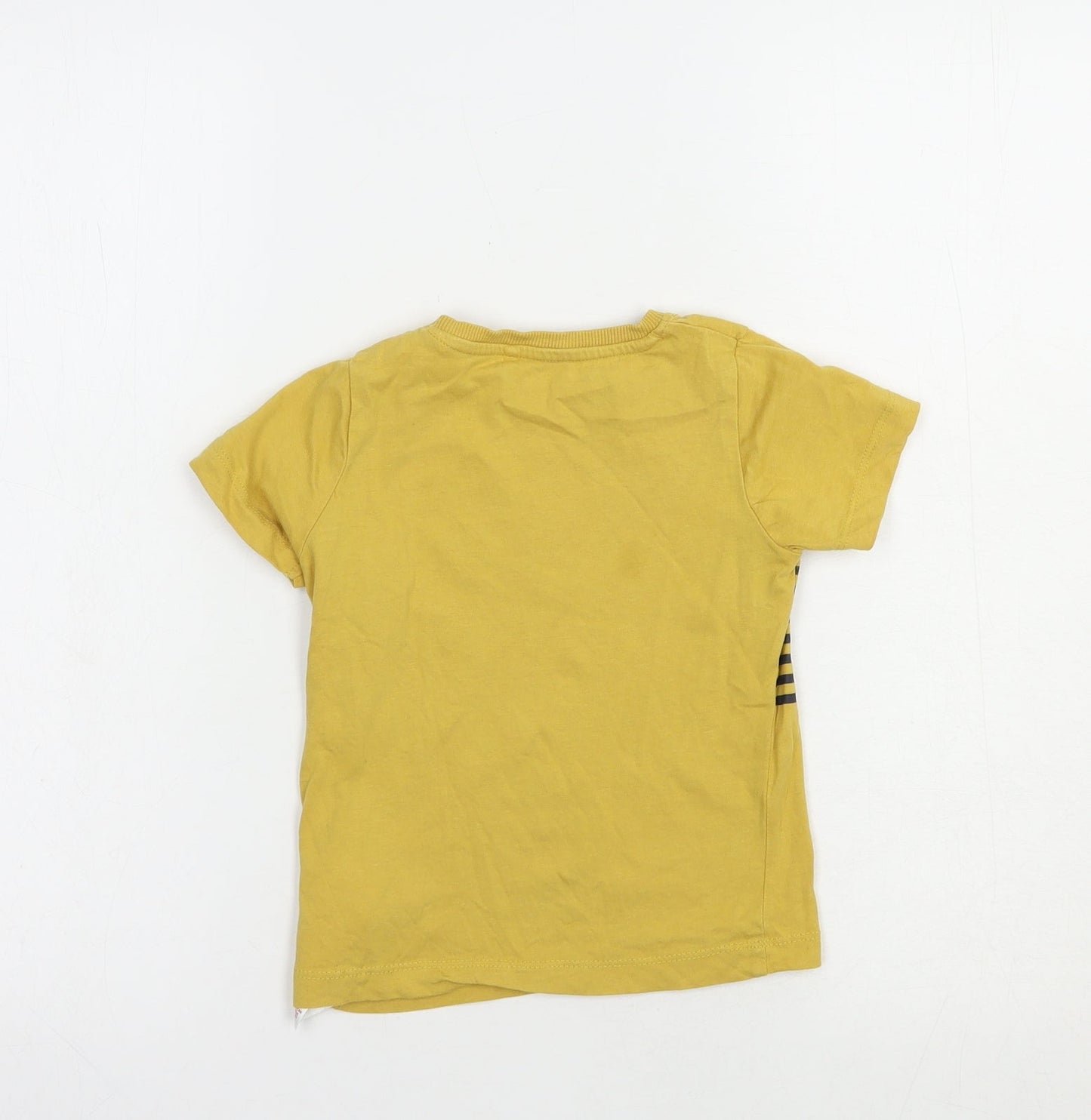 name it Boys Yellow  Cotton Pullover T-Shirt Size 2-3 Years Crew Neck Pullover - Car