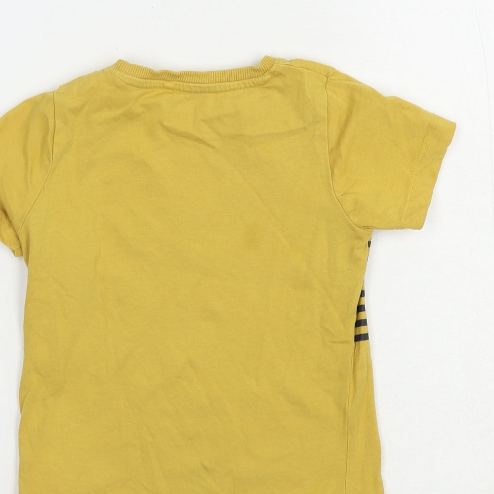 name it Boys Yellow  Cotton Pullover T-Shirt Size 2-3 Years Crew Neck Pullover - Car