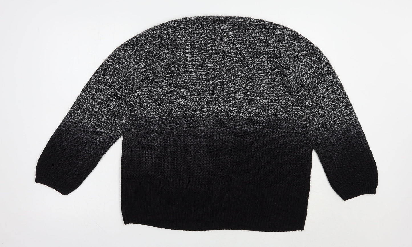 Topshop Womens Black Crew Neck  Acrylic Pullover Jumper Size 10