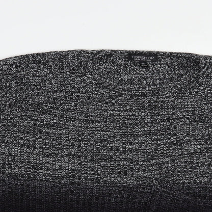 Topshop Womens Black Crew Neck  Acrylic Pullover Jumper Size 10