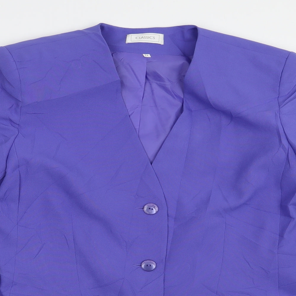 Classics Womens Purple   Jacket Blazer Size 12  Button