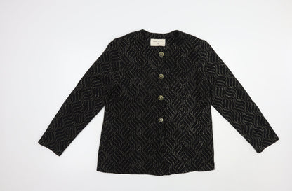 Bonmarché Womens Black Geometric  Jacket Blazer Size 16  Button