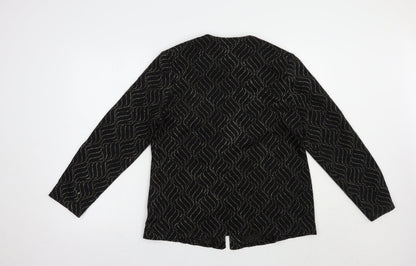 Bonmarché Womens Black Geometric  Jacket Blazer Size 16  Button