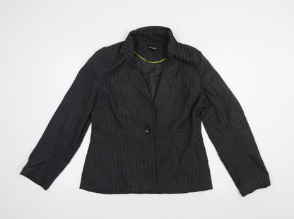 George Womens Grey Striped  Jacket Blazer Size 16  Button