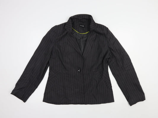 George Womens Grey Striped  Jacket Blazer Size 16  Button