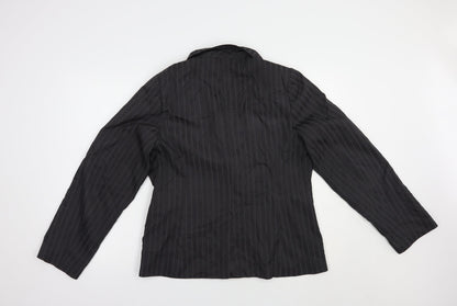 George Womens Grey Striped  Jacket Blazer Size 16  Button