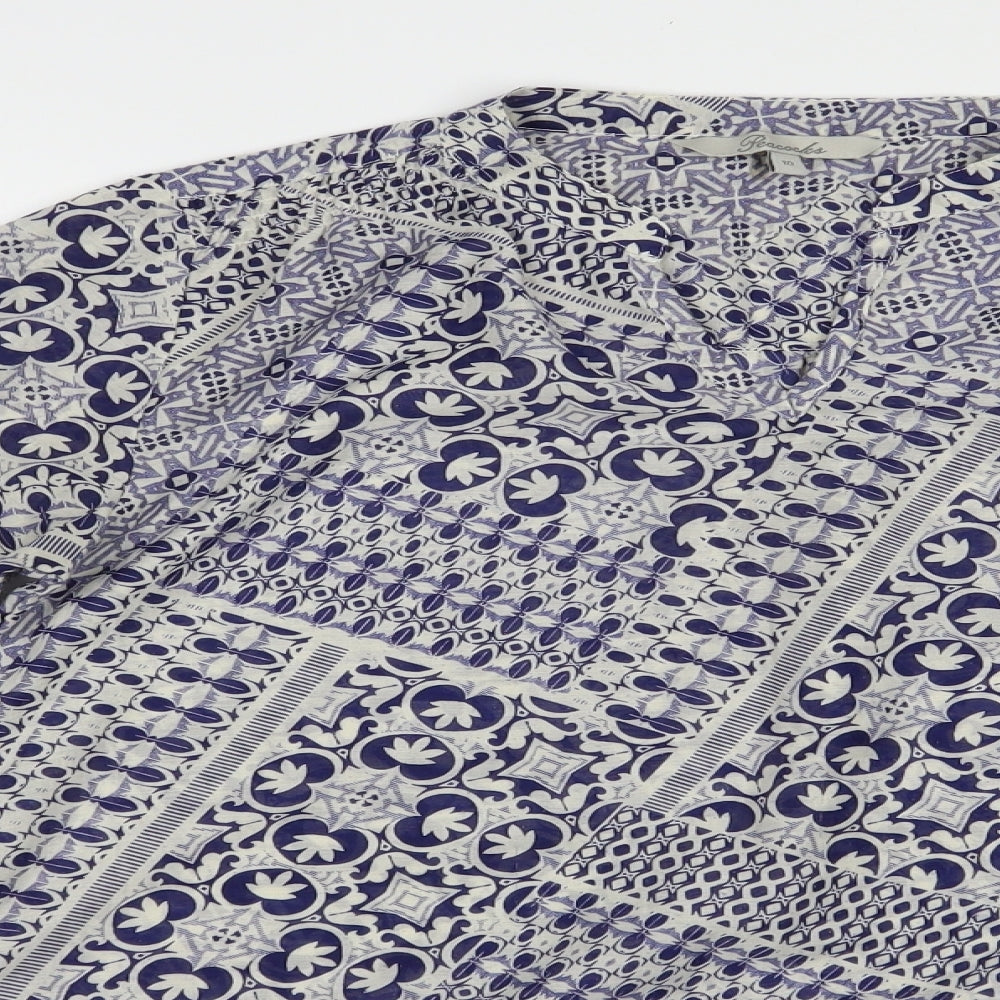 Womens UK Size 10 Peacocks Blue Basic Blouse