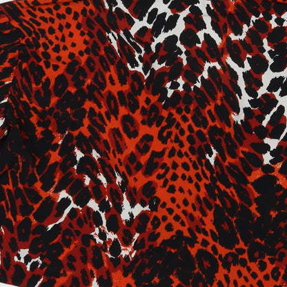 Primark Womens Red Animal Print Polyester Basic Button-Up Size 10 Collared