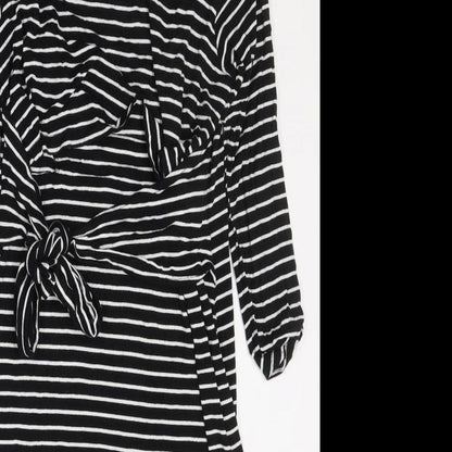 JoJo Maman Bébé Womens Black Striped Viscose Jumper Dress  Size S  Round Neck Pullover