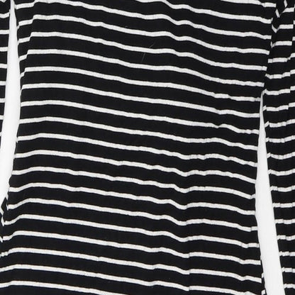 JoJo Maman Bébé Womens Black Striped Viscose Jumper Dress  Size S  Round Neck Pullover
