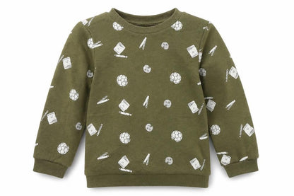 Primark Boys Green  Cotton Pullover Sweatshirt Size 2-3 Years  Pullover - School icons
