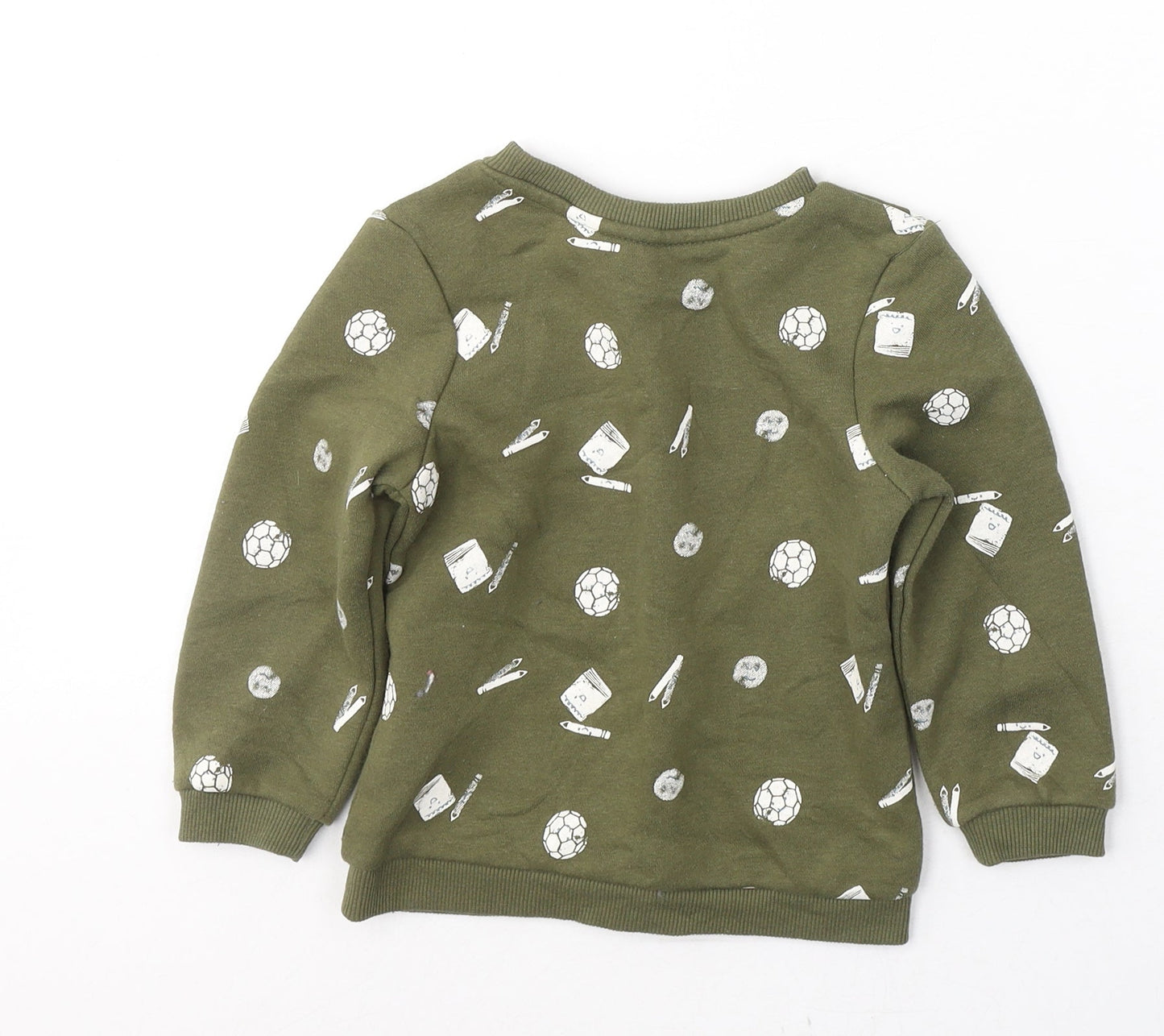 Primark Boys Green  Cotton Pullover Sweatshirt Size 2-3 Years  Pullover - School icons