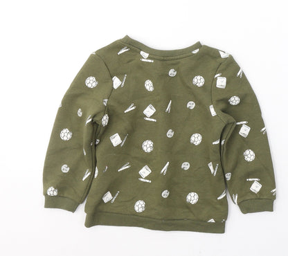 Primark Boys Green  Cotton Pullover Sweatshirt Size 2-3 Years  Pullover - School icons