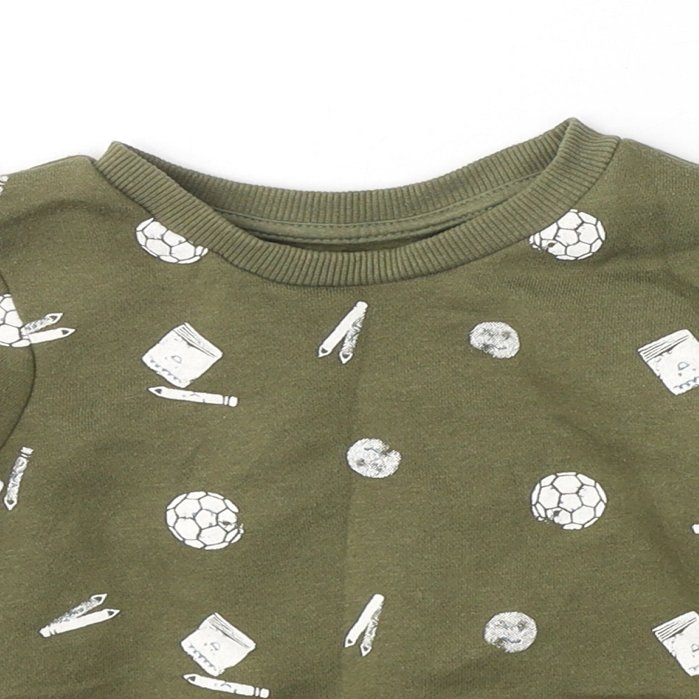 Primark Boys Green  Cotton Pullover Sweatshirt Size 2-3 Years  Pullover - School icons