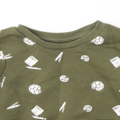 Primark Boys Green  Cotton Pullover Sweatshirt Size 2-3 Years  Pullover - School icons