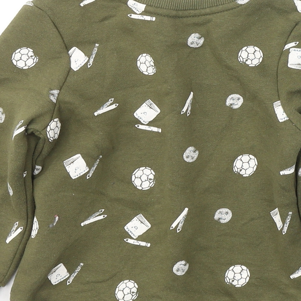 Primark Boys Green  Cotton Pullover Sweatshirt Size 2-3 Years  Pullover - School icons