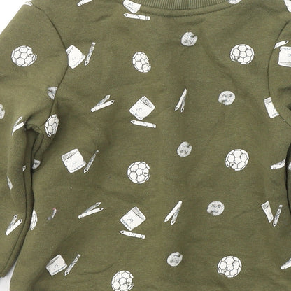 Primark Boys Green  Cotton Pullover Sweatshirt Size 2-3 Years  Pullover - School icons