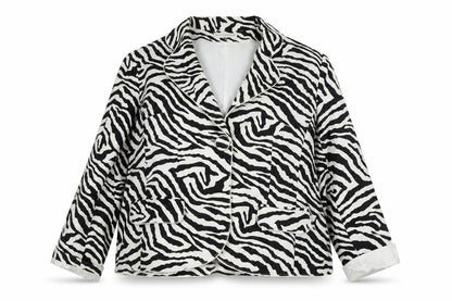 Simon Jefferey Womens Black Animal Print Viscose Jacket Blazer Size 16