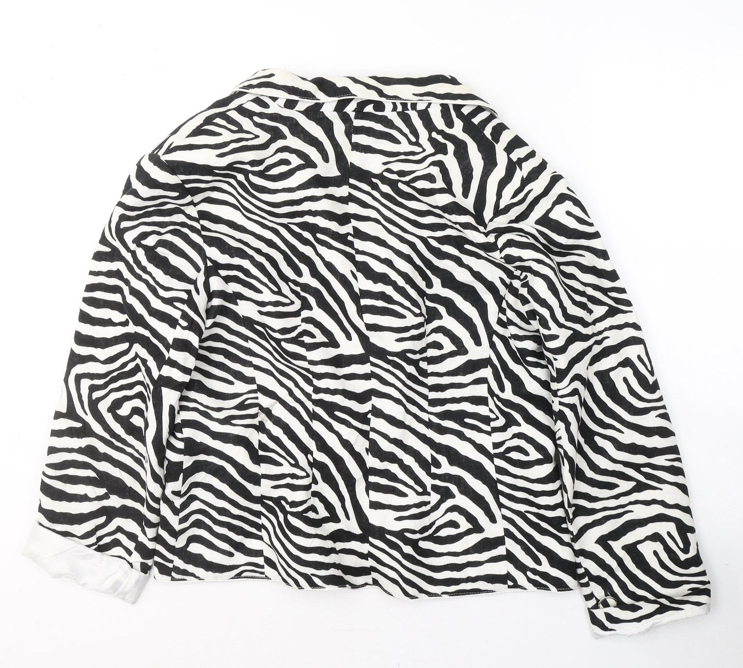 Simon Jefferey Womens Black Animal Print Viscose Jacket Blazer Size 16