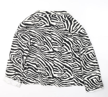 Simon Jefferey Womens Black Animal Print Viscose Jacket Blazer Size 16