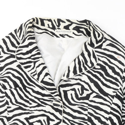 Simon Jefferey Womens Black Animal Print Viscose Jacket Blazer Size 16