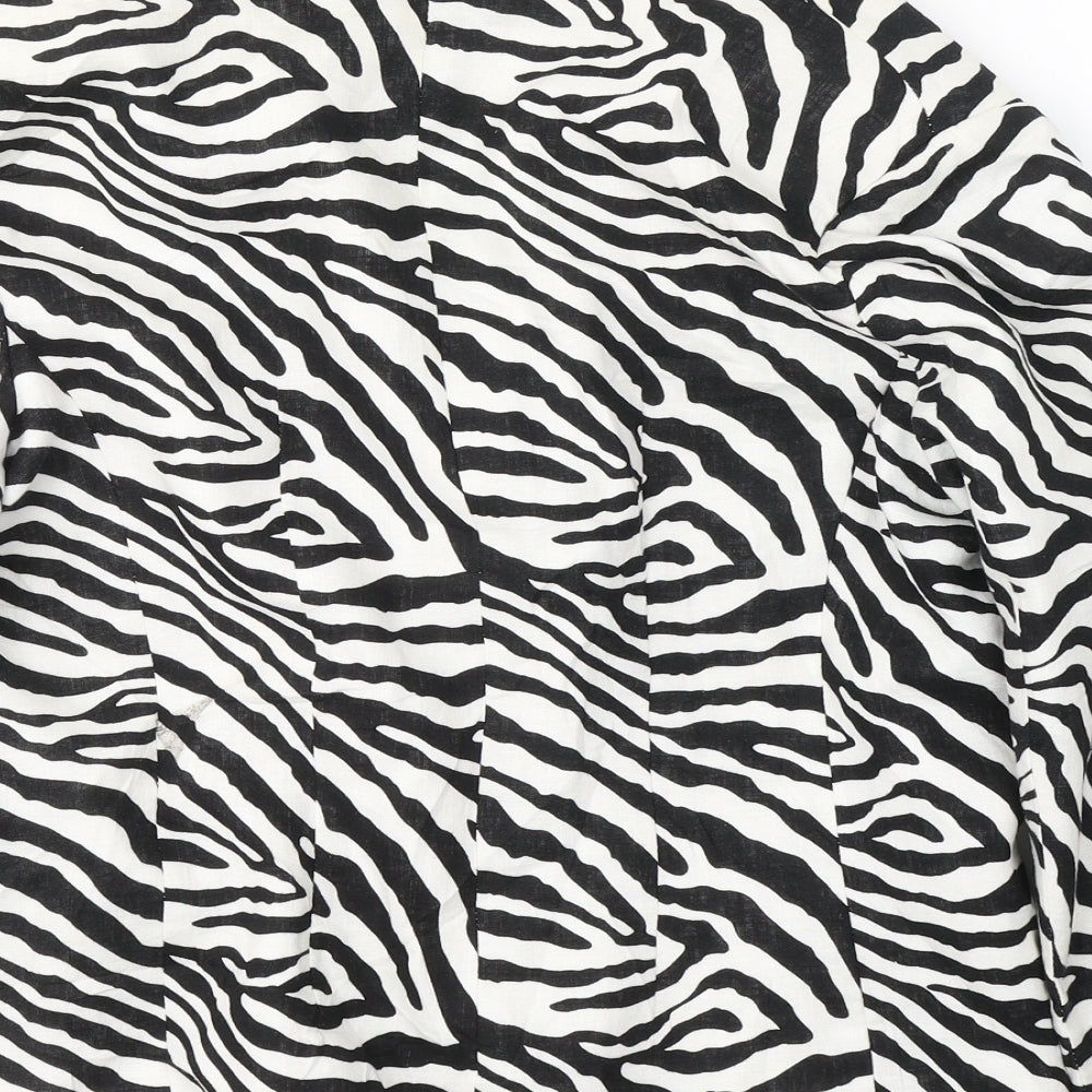 Simon Jefferey Womens Black Animal Print Viscose Jacket Blazer Size 16