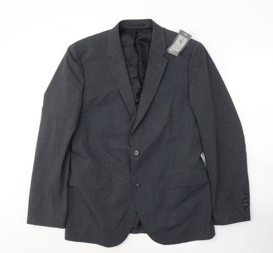 TU Mens Grey  Polyester Jacket Suit Jacket Size 40