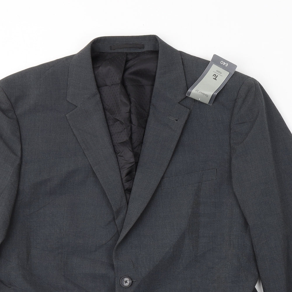 TU Mens Grey  Polyester Jacket Suit Jacket Size 40