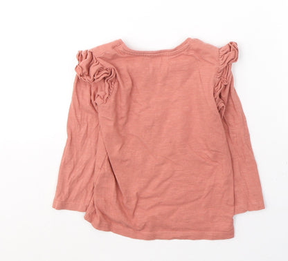 Primark Girls Pink  Cotton Pullover Casual Size 2-3 Years Round Neck Pullover - A heart full of flowers