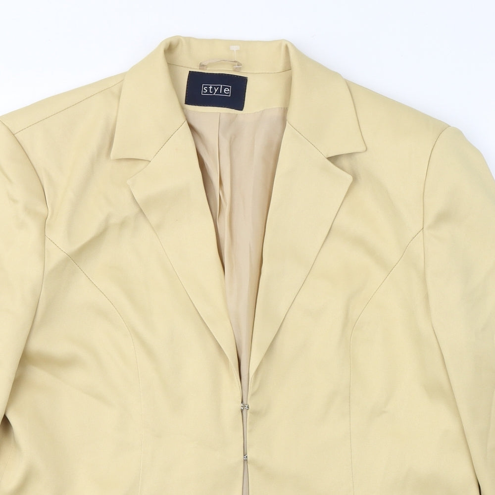 Style Womens Gold  Polyester Jacket Blazer Size 16