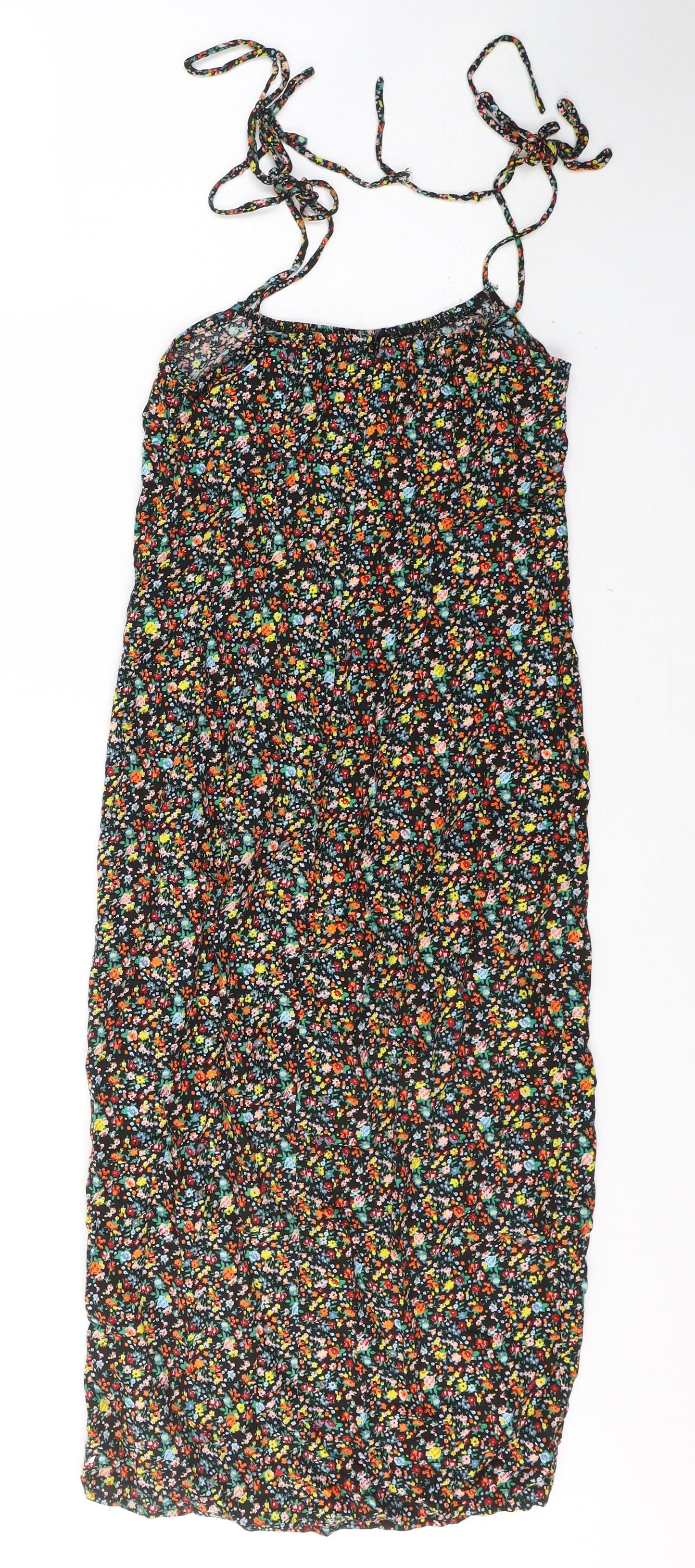 Motel Womens Black  Viscose Tank Dress  Size 2XS  Square Neck Zip