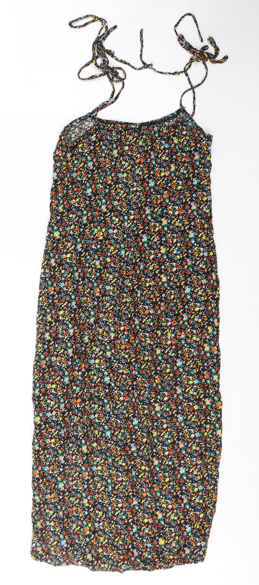 Motel Womens Black  Viscose Tank Dress  Size 2XS  Square Neck Zip