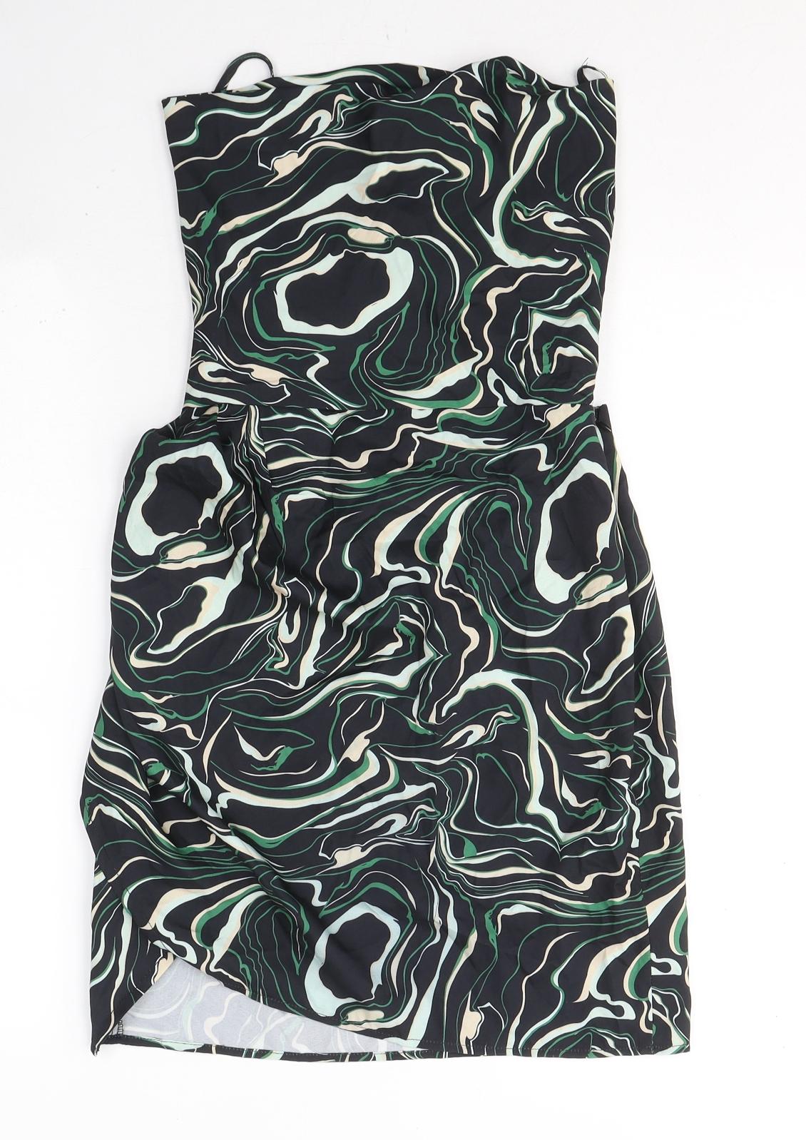 NaaNaa Womens Black Geometric Polyester Ball Gown  Size 6  Square Neck Tie