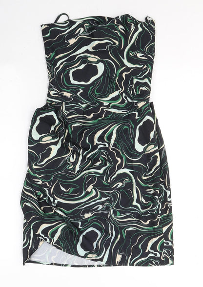 NaaNaa Womens Black Geometric Polyester Ball Gown  Size 6  Square Neck Tie