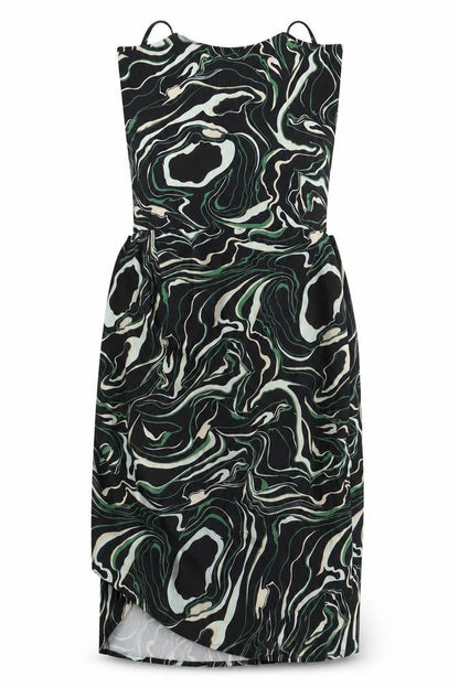 NaaNaa Womens Black Geometric Polyester Ball Gown  Size 6  Square Neck Tie