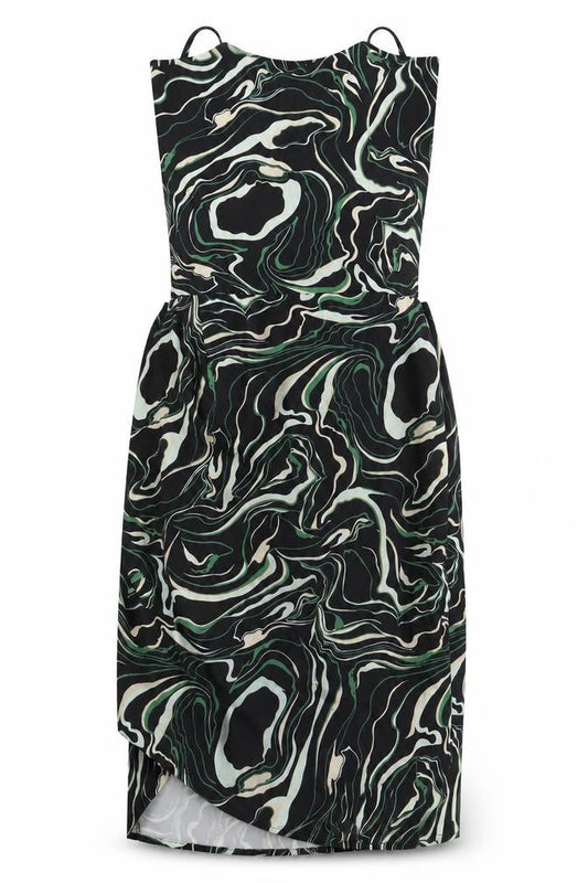 NaaNaa Womens Black Geometric Polyester Ball Gown  Size 6  Square Neck Tie