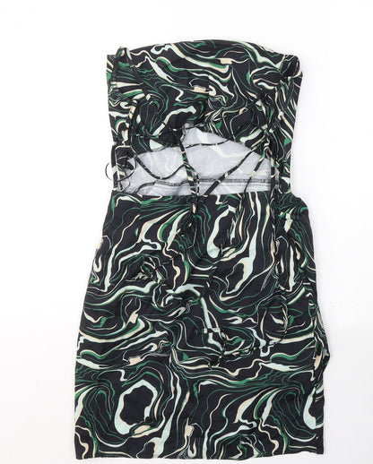 NaaNaa Womens Black Geometric Polyester Ball Gown  Size 6  Square Neck Tie