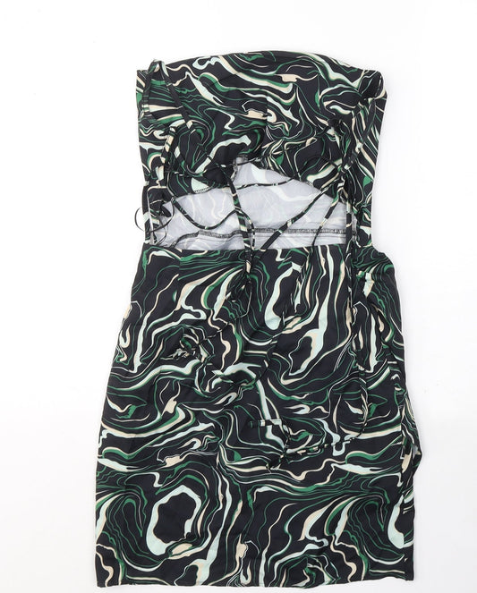 NaaNaa Womens Black Geometric Polyester Ball Gown  Size 6  Square Neck Tie