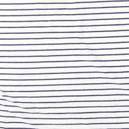 Primark Womens White Striped Cotton Basic T-Shirt Size 12 Round Neck