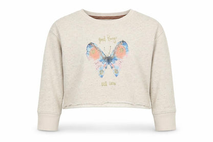 NEXT Girls Beige  Cotton Pullover Sweatshirt Size 6 Years  Pullover - Butterfly