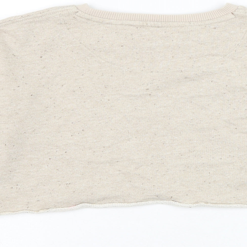 NEXT Girls Beige  Cotton Pullover Sweatshirt Size 6 Years  Pullover - Butterfly