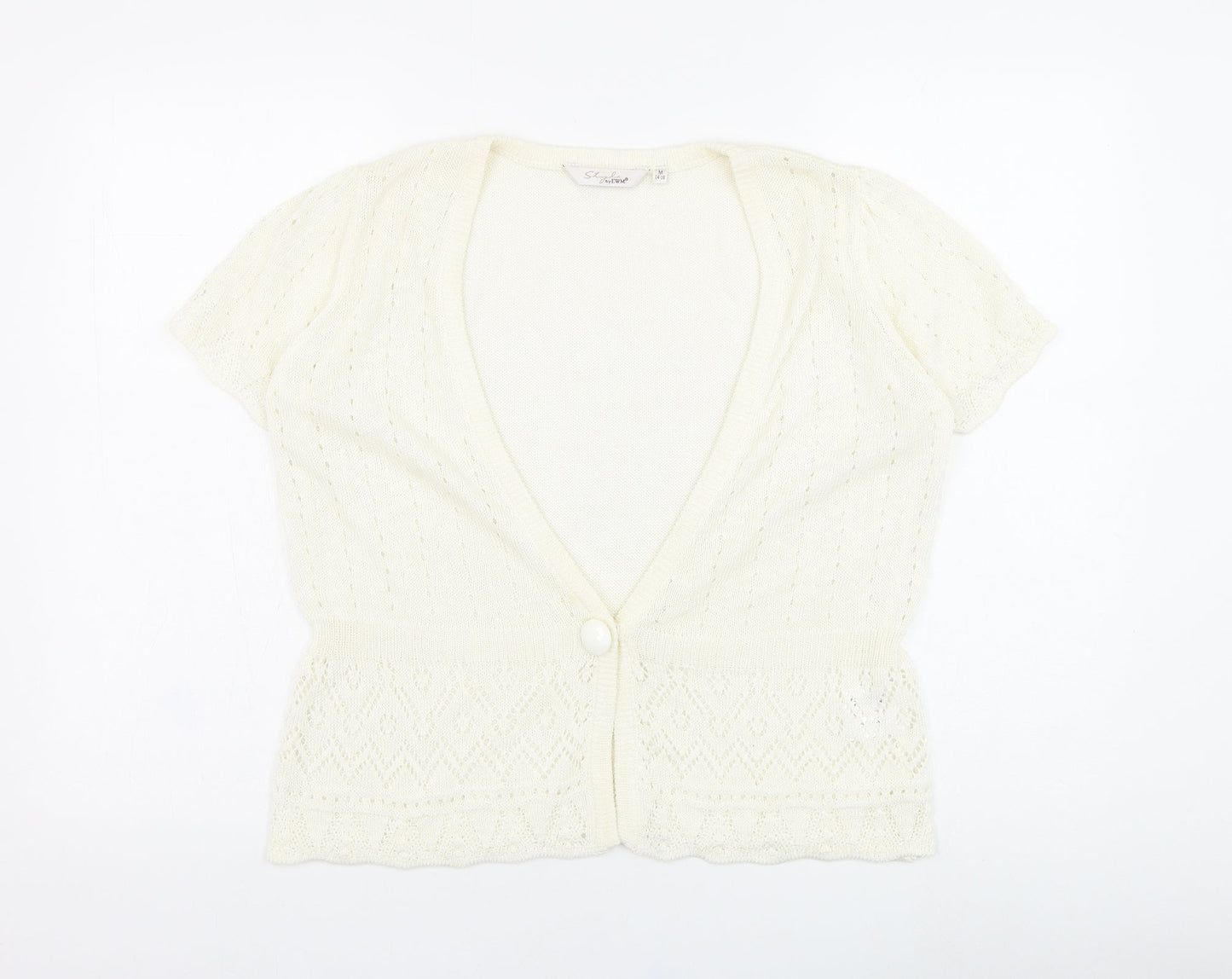 Womens UK Size 14 EWM Ivory Cardigan Jumper