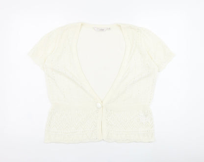 Womens UK Size 14 EWM Ivory Cardigan Jumper
