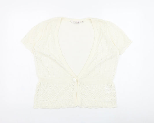 Womens UK Size 14 EWM Ivory Cardigan Jumper