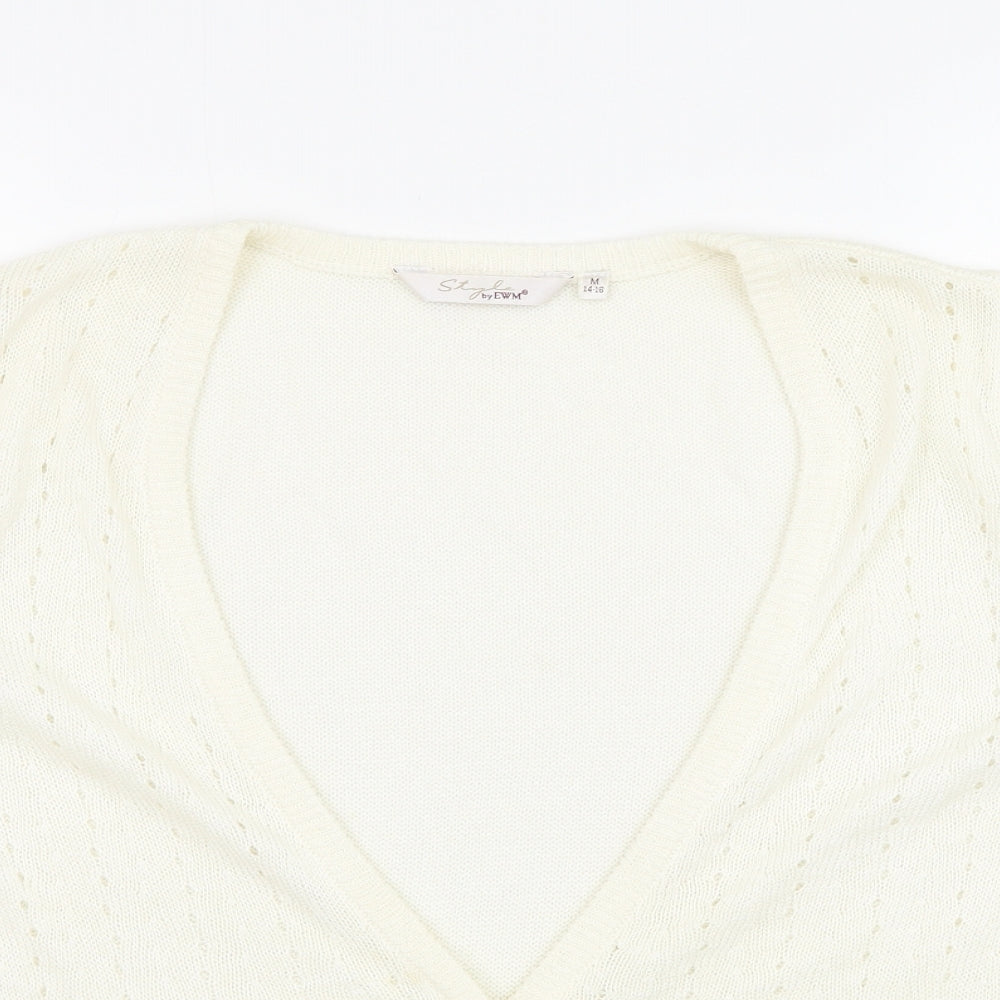 Womens UK Size 14 EWM Ivory Cardigan Jumper